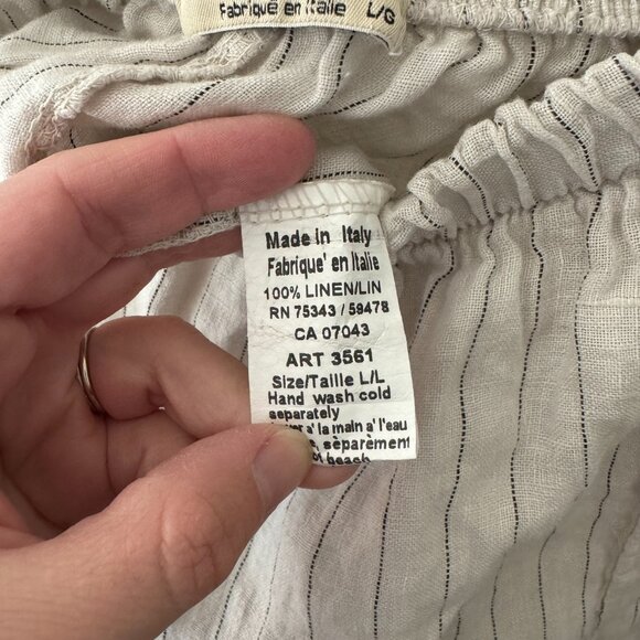 Terzo Millennio Italian Linen Pinstripe Pants Size Large - Picture 2 of 6